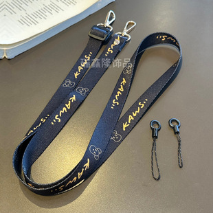 High-End Metal Dark Green Violent Bear Mobile Phone Lanyard Cross-Body Carryable Wide Version Strong Hanging Chain Adjustable Anti-Lost Rope