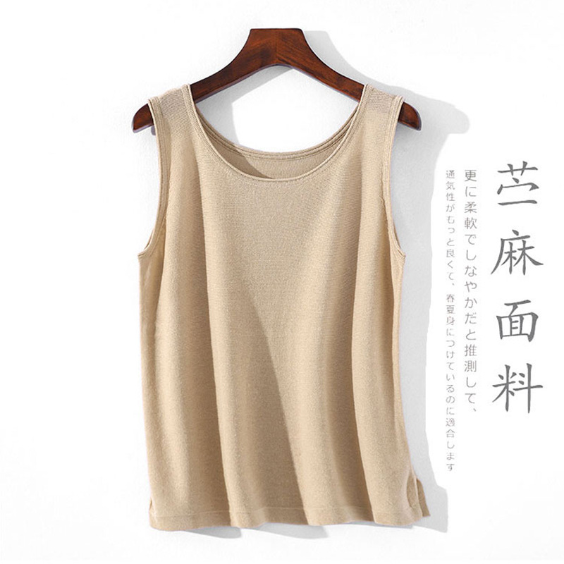 Ramie Vest Women's Outer Wear 2025 Summer Versatile Loose Large Size Slimming Look Inner Knitwear Bottoming Suspbottomer Top