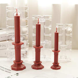 香薰蜡烛制作diy蜡烛塑料模具 八角塔烛台形两片蜡烛塑料pc模具
