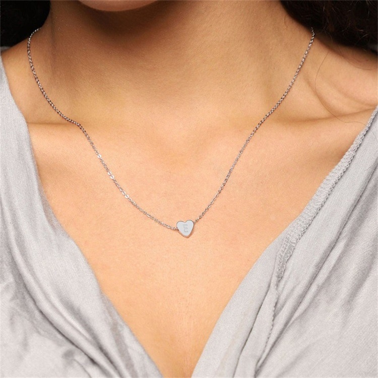 simple Fashion Heart shape Letter Stainless Steel necklace