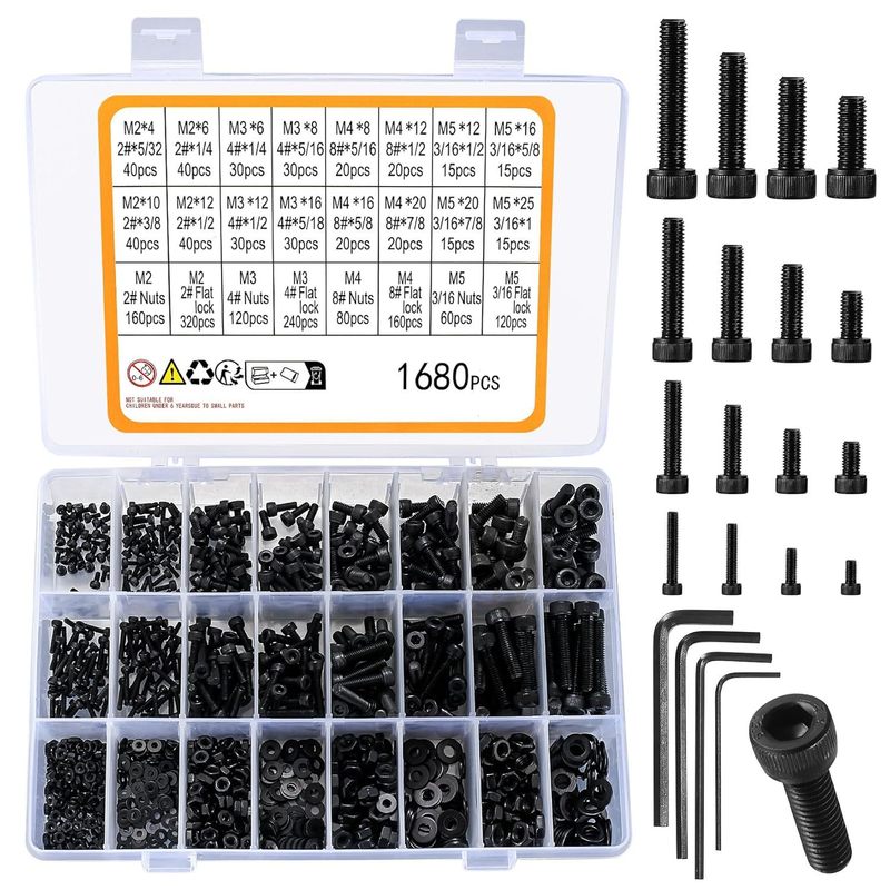 1225pcs1080pcs1680pcs盤頭六角ねじ円筒頭六角ねじセット|undefined
