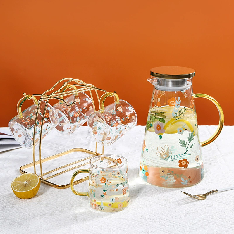 Teapot, glass tea set, sticker