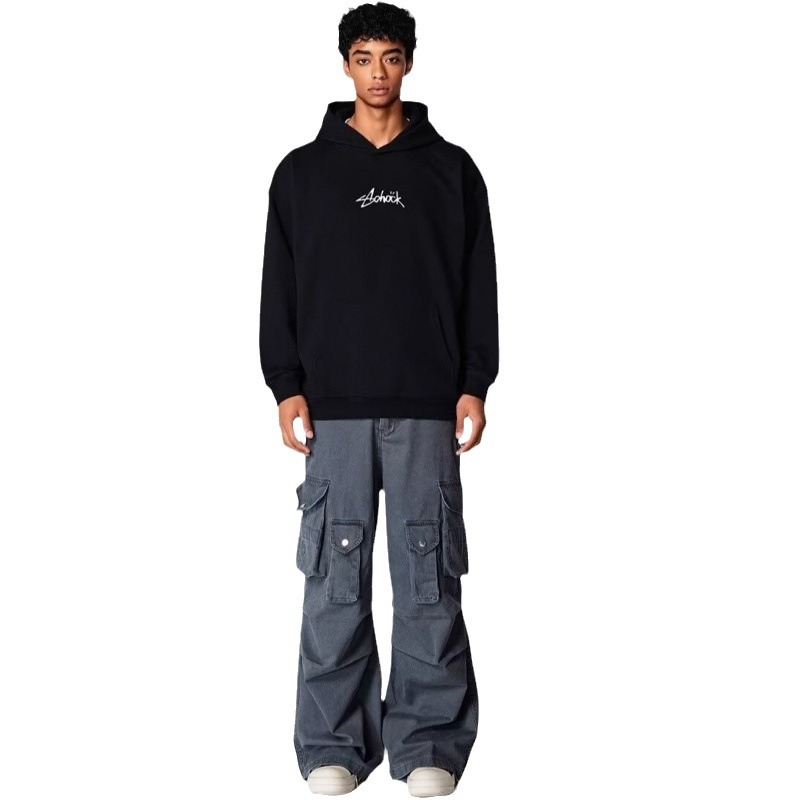 Men's Clothing Washed casual pants regular street washed distressed overalls pocket straight heavy duty casual wide leg pants _ipsvogv.com