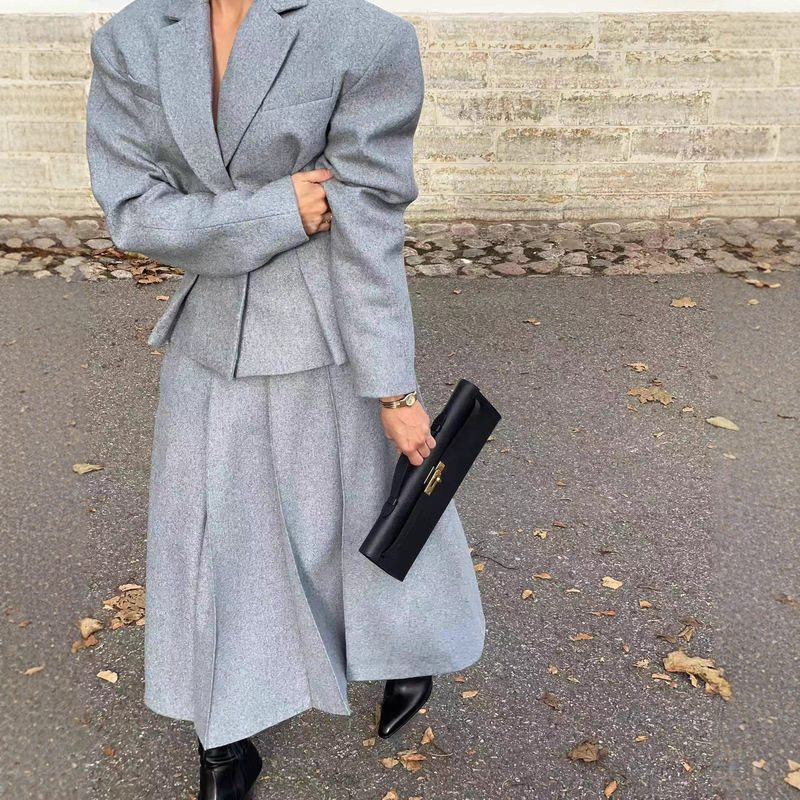 Aliexpress Spring New Lapel Single Breasted Long Sleeve Slim Suit Jacket Skirt Woolen Suit Women