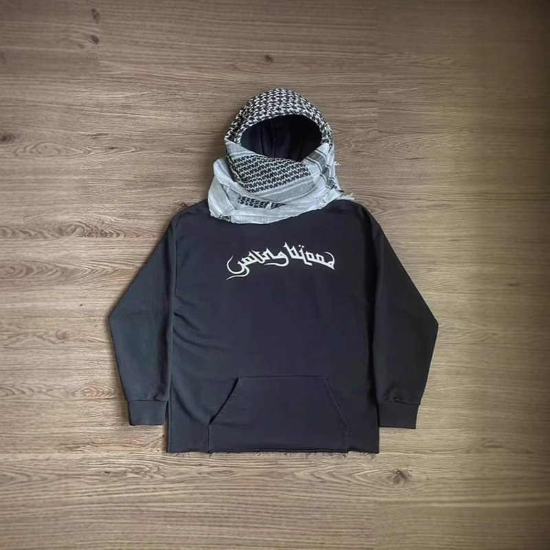 European and American Cross-Border 2025 Autumn and Winter New Hooded Sweatshirt with Headscarf Design, Trendy Brand Fashion, Personalized Street Style Unisex Sweatshirt European and American Cross-Border 2025 Autumn and Winter New Hooded Sweatshirt with Headscarf Design, Trendy Brand Fashion, Personalized Street Style Unisex Sweatshirt