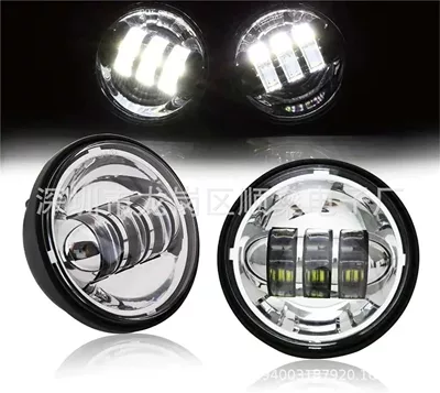 Harley motorcycle 4.5-inch fog light LED modified front light 7 inch headlight 30W with Angel eye aperture (Ön faralar) - silver-bottom-without-circle-white-light