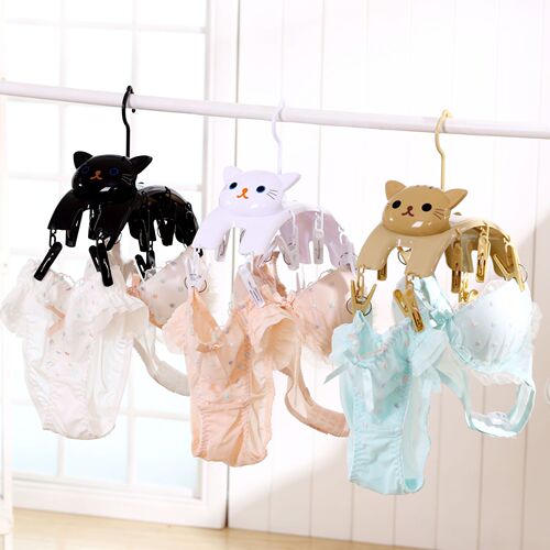 Clothes rack wholesale cat multi-head hanging clothes drying rack household cartoon multi-functional windproof underwear drying rack