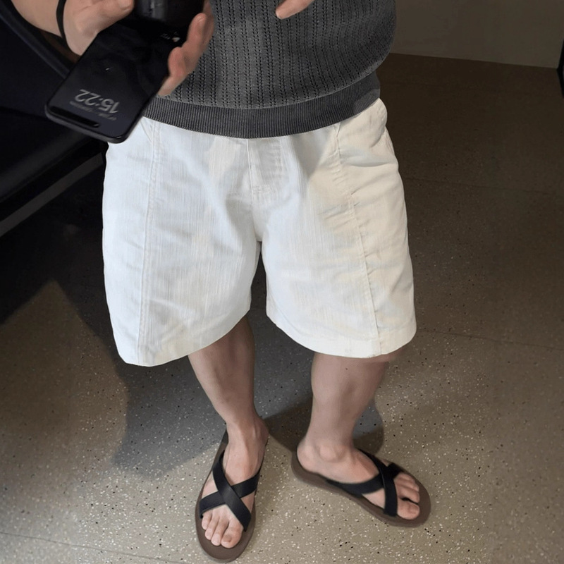 New Aristocratic Old Money Style White Shorts Men's Summer Light Luxury Lazy Style Casual Beach Pants High-End Five-Point Pants New Aristocratic Old Money Style White Shorts Men's Summer Light Luxury Lazy Style Casual Beach Pants High-End Five-Point Pants