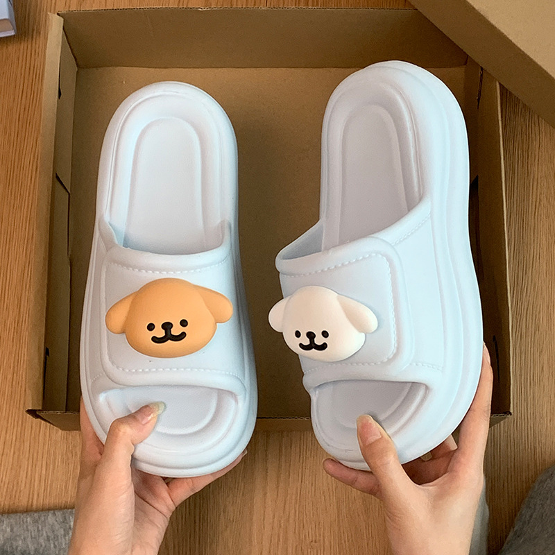 かわいいラインの子犬の厚底スリッパ、女性用夏用アウターウェア、EVAソフトソールトラベルサンダル、デイリースリッパ|undefined