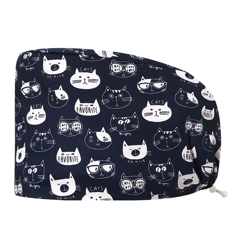 Sombrero de algodón estampado, bonito sombrero de enfermera, dientes, electrocardiograma, herramienta médica, patrón, sombrero de trabajo, sombrero Baotou, exportación