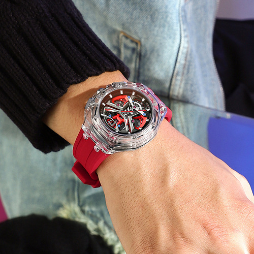 A wholesale men's watch with a transparent case, cross-border, luminous, water-resistant, high-end men's watch