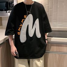 美式复古300g重磅T恤潮牌hiphop情侣装短袖男士夏季新款七分半袖