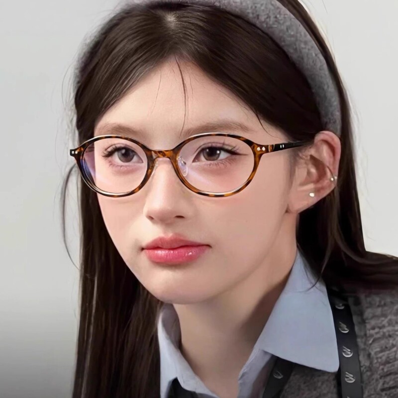 Miu Series Nerd Glasses for Women, Retro Tortoiseshell Old Money Style, Anti-Blue Light Oval Eye Frame, Myopia Degree Can Be Matched