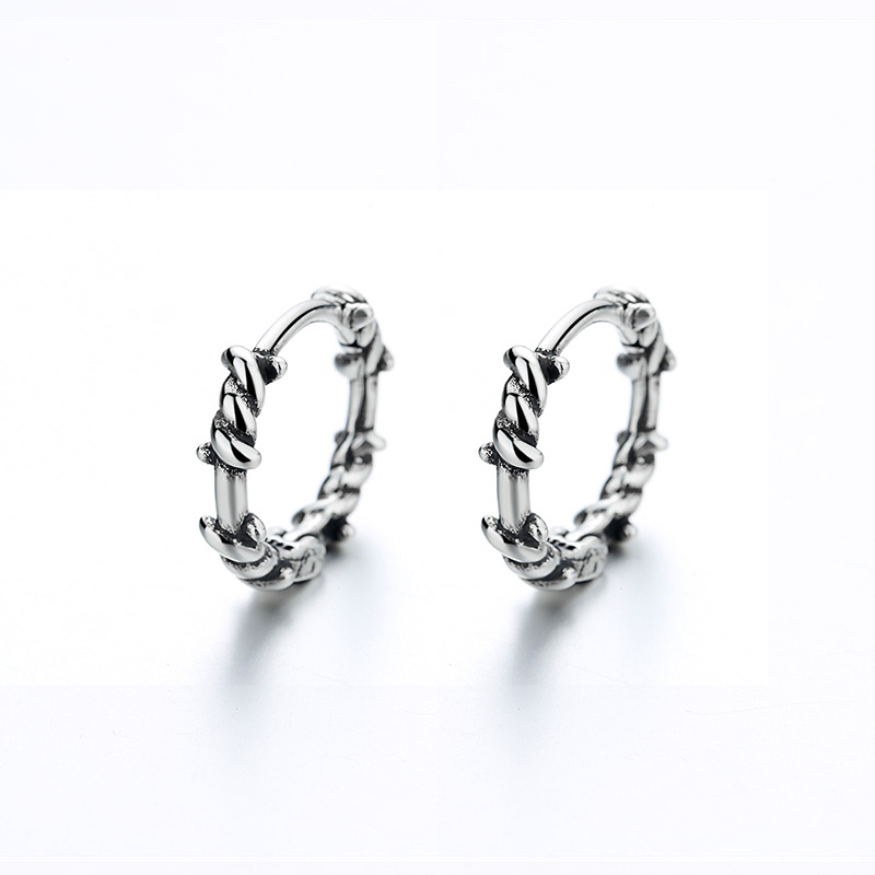 Pendientes de aro para hombre estilo rama bosque moda coreana_voghion.com
