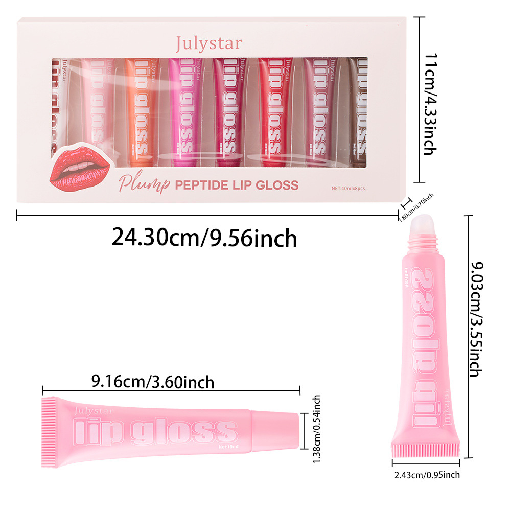 Julystar Fruit-Flavored Long-lasting Moisturizing Lip Gloss, Lustrous and Transparent 8-piece set, Lip Moisturizing Cream, Wholesale Lip makeup Application Scenario