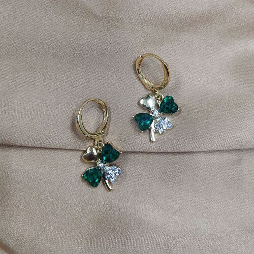  four-leaf clover earrings for women Korean personalized diamond-encrusted versatile temperament earrings with fashionable design