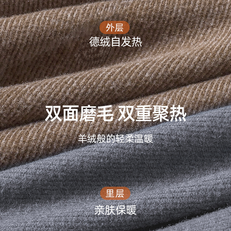 2023 traje de ropa interior térmica para hombres cuello redondo color sólido que basa la ropa interior térmica delgada de terciopelo de doble cara para hombres Calzoncillos largos