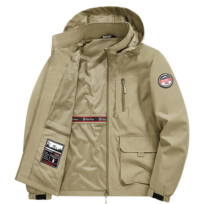 Cross-border men's windbreaker jacket, new spring and autumn trendy hooded jacket, casual clothing, multi-pocket jacket, men's lightweight jacket Cross-border men's windbreaker jacket, new spring and autumn trendy hooded jacket, casual clothing, multi-pocket jacket, men's lightweight jacket