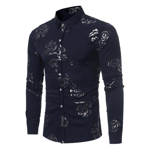 Men's jazz dance singers choir stage performance shirts wine printed flowers  groomsman dj ds long sleeves tops for man