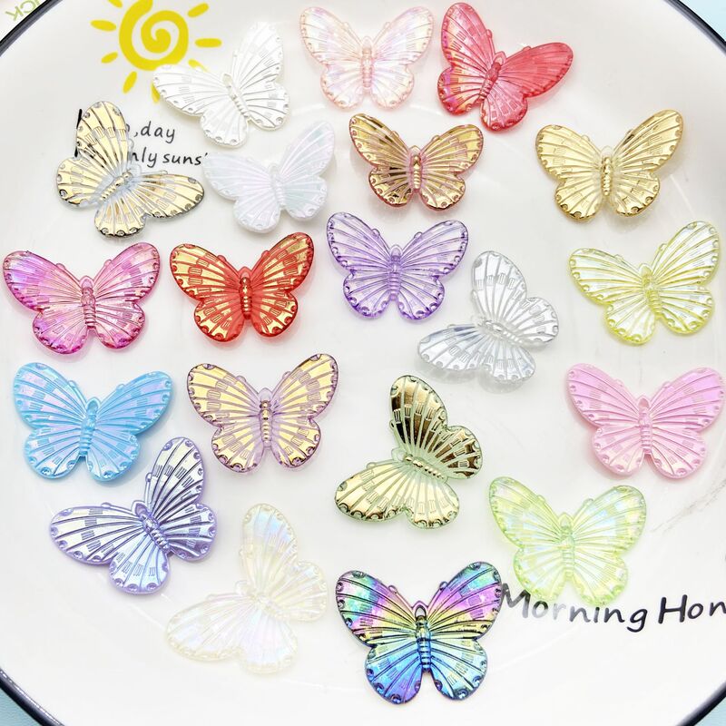 New Electroplated Colorful Big Butterfly Accessories Hole Shoes Hair Accessories DIY Accessories Cream Glue Mobile Phone Case Accessories