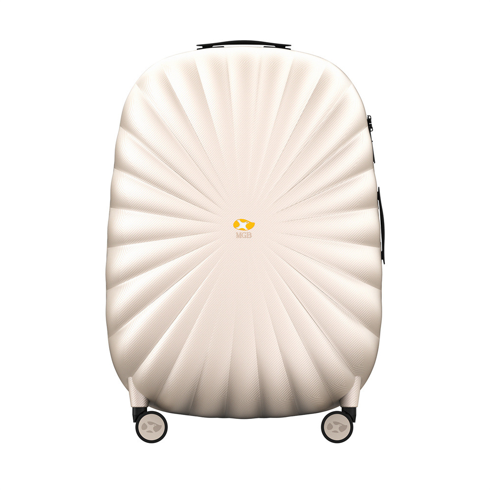 Vali nhựa PC vỏ sò dây kéo 22-24 inch bánh xe đa năng khóa hải quan — Trắng ngọc trai chi tiết 2