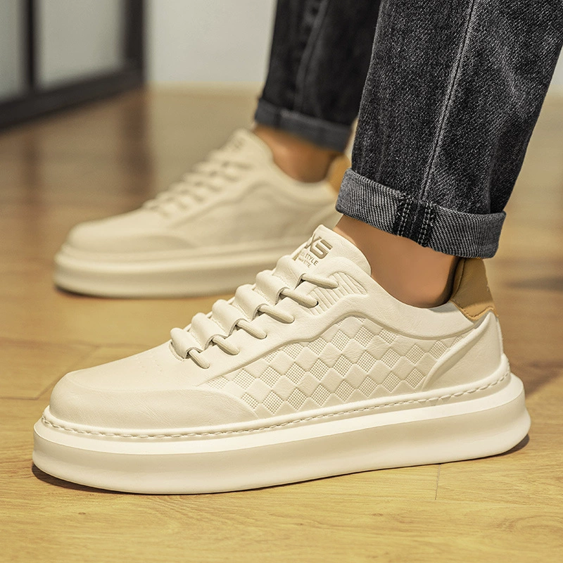 Мужские маленькие белые туфли для повседневного отдыха, рабочие туфли Joker из супер-волокна кожи, мужская обувь низкого качества