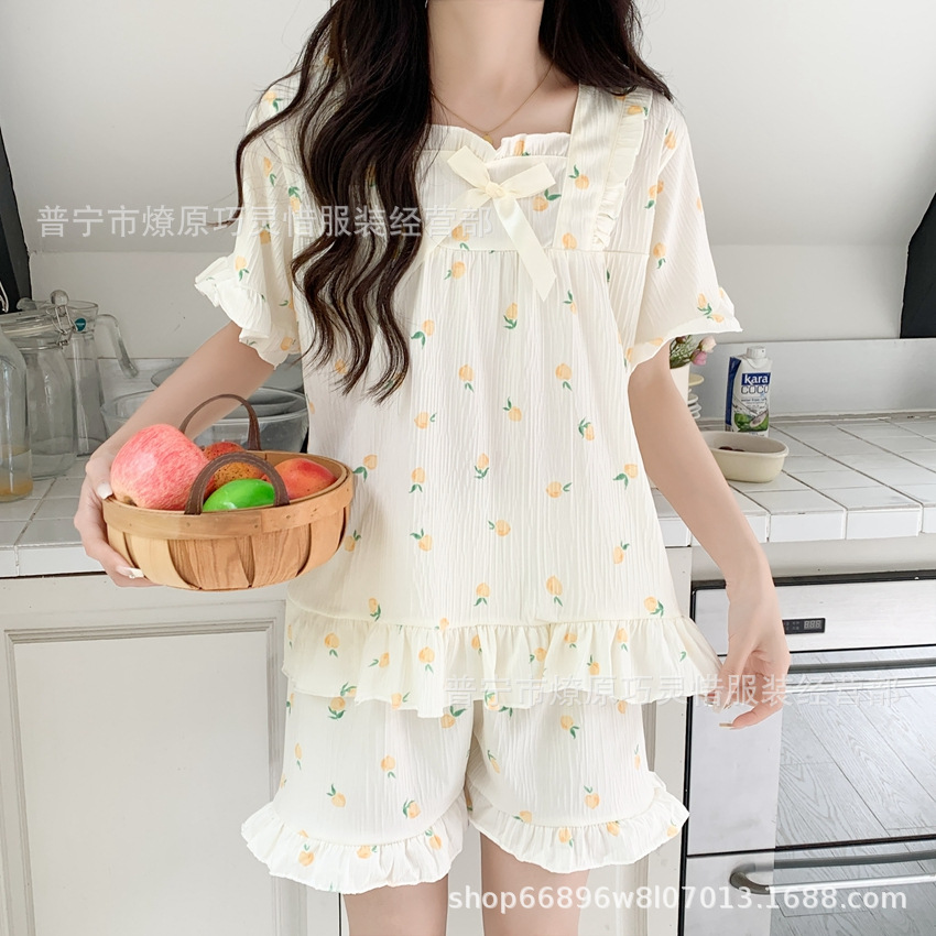 Princess Wind Pijamas verano 2024 nuevo estilo puro deseo de estilo medio largo in-hinge pijama ropa doméstica mujer