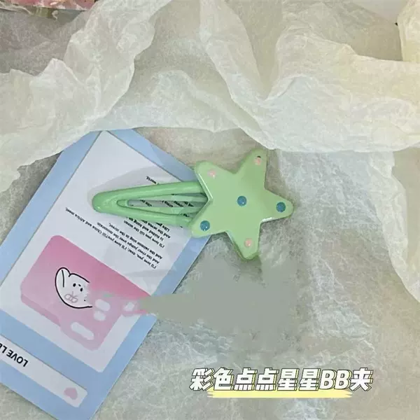 Colorful polka dot star hairpin-green