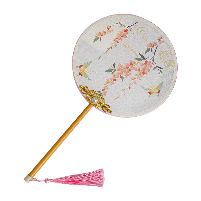 Nuevo ventilador de palacio chino, ventilador de grupo especial de danza, ventilador de estilo chino, ventilador de ropa Han, falda de caballo para niños, cheongsam, ventilador redondo de cinta para mujeres