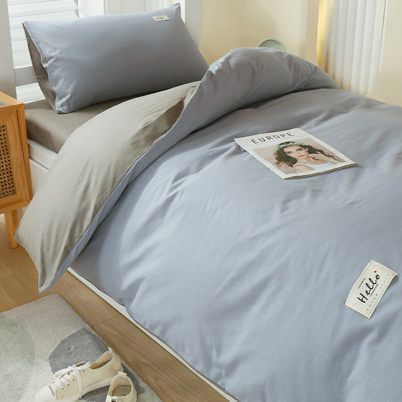 Ropa de cama de tres piezas para dormitorio de estudiantes universitarios, juego de cuatro piezas de algodón puro, funda de edredón de sábana individual 100% algodón