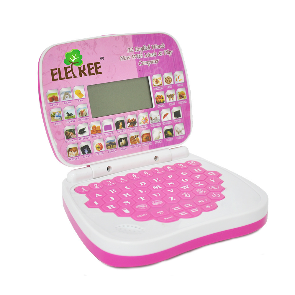 Juguetes para niños en stock Rosa sonido táctil inglés punto máquina de lectura Español Francés aprendizaje máquina pequeña computadora juguete