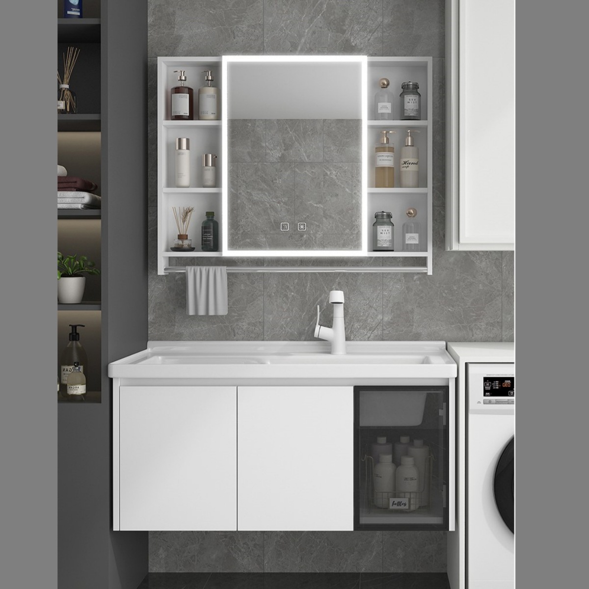 armario de baño de pan de abeja combinado lavabo todo en uno lavabo tipo pequeño lavabo colgante mini con lavabo de tabla de fricción