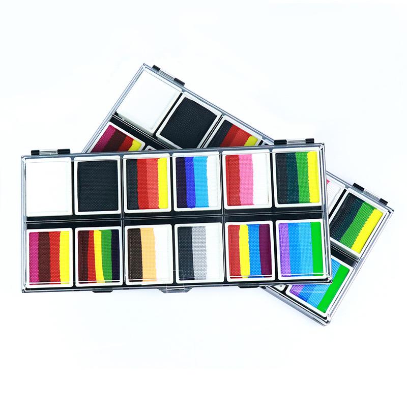 12-color Arco Iris barra paleta pintura corporal pintura lavable etapa maquillaje pintura crema