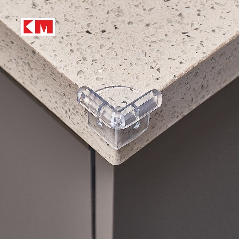KM 323 Children's Anti-collision Corner Soft Silicone Anti-collision Transparent Children's Protective Pad Household Table Corner Corner Protector 4 Pack