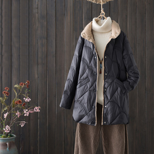 demi-season light and thin velvet fashionable retro down jacket