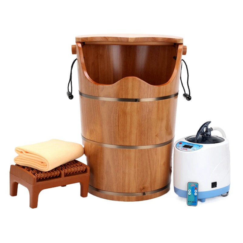 Дубовая фумигационная бочка Нагревательная бочка для замачивания ног Постоянная температура Ванна для ног Паровая бочка Нога Паровая бочка Бытовая деревянная раковина для ног