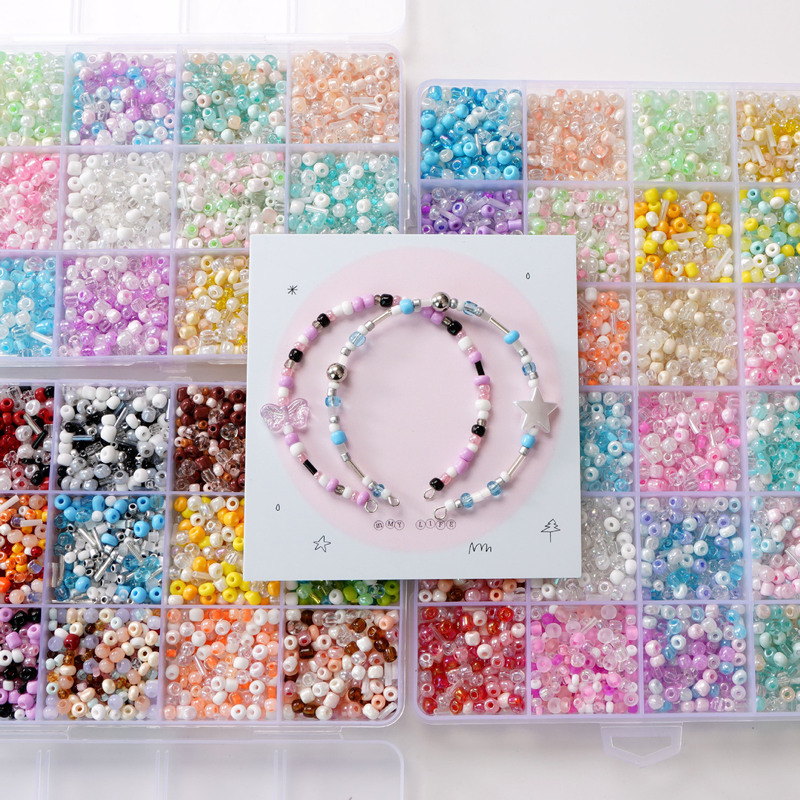 Glass Mixed Set Rice Beads Tool Set DIY Handmade Beaded Bracelet Necklace Jewelry Decorative Accessories Materials