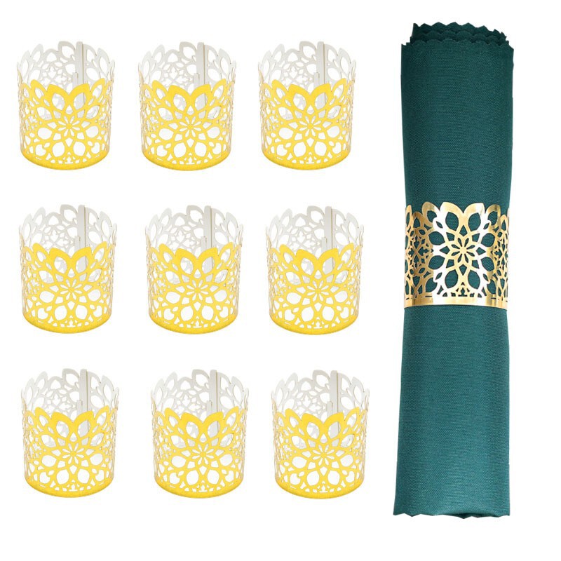 Amazon reflective golden hotel decorative napkin buckle wedding beautiful silver towel paper buckle in stock factory wholesale