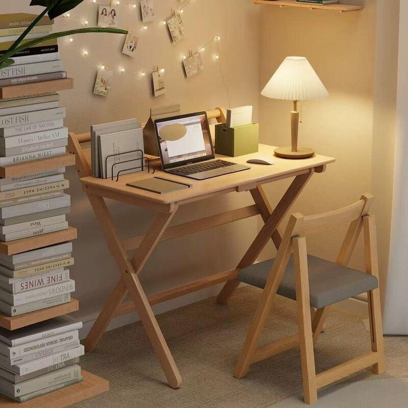 Folding table, bedside desk, computer table, small-sized mobile writing desk for rental apartments, student study desk, no installation required