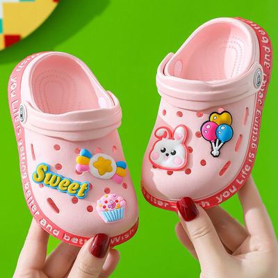 Детские летние тапочки в стиле Crocs, нескользящие босоножки для раннего возраста, закрытый носок, 1-6 лет, мягкая подошва