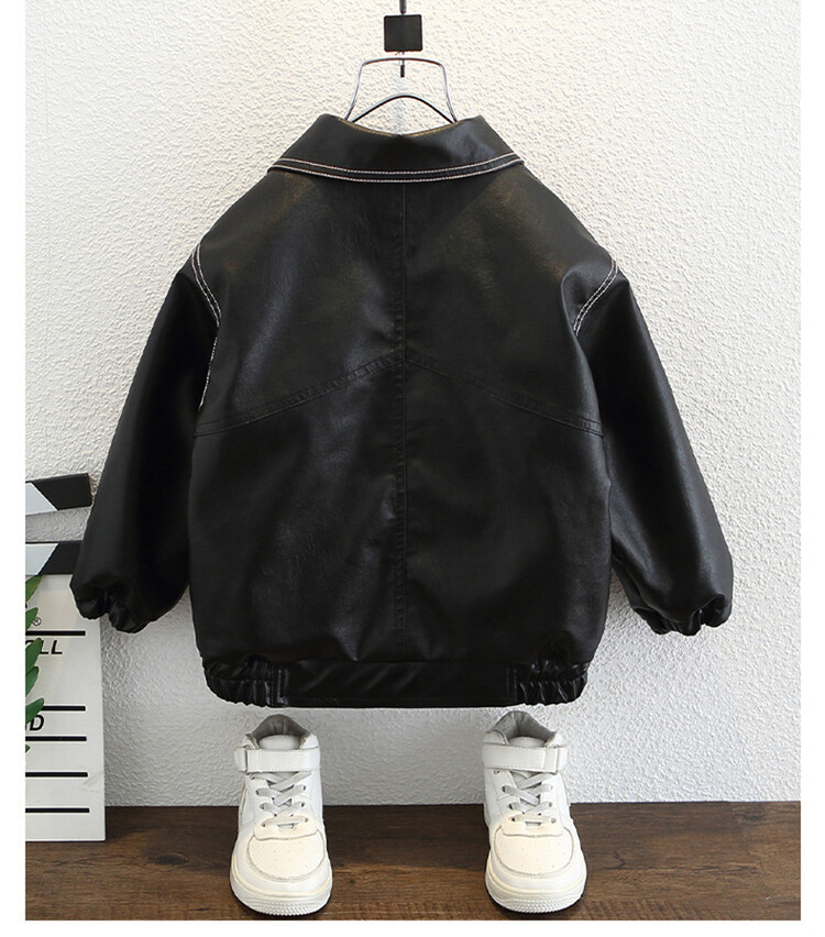 Mingxian Leather 2024 Autumn New Korean Edition Children's Cool and Handsome Jacket Boys' Spring Top_voghion.com