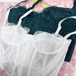 Cross-border Amazon European and American Lace Lace Plastic Bone Shaping Sexy Strapless Hollow Backless Women's Perspective Sling Clothes