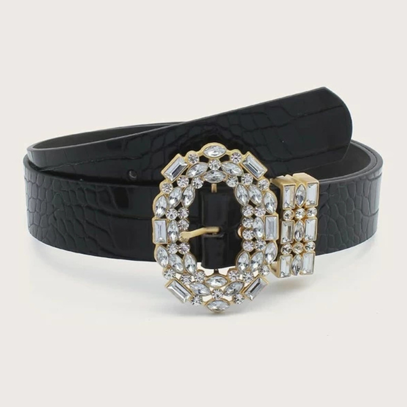Dambälte med strass och runt spänne i legering_voghion.com