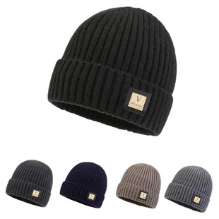 Hat Winter Velvet Thickeneded Cycling Ear Protection Woolen Hat Men's Outdoor Warm Ear Protection Plus Velvet Ski Knitted Hat