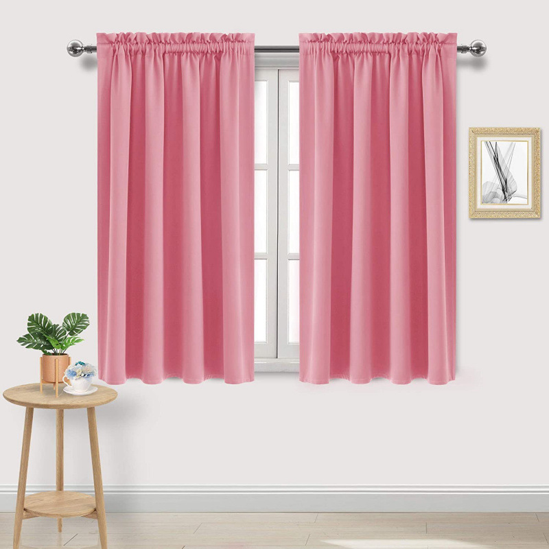 2026 Full Blackout Curtains 100% Light-Impermeable Nordic Solid Color Black Silk Curtains for Insulation and Energy Saving in Bedroom, Kitchen, and Home Use