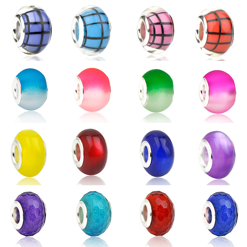 潘家多拉闪耀混色切割面系列树脂珠串吊件DIY珠子配件手工串珠