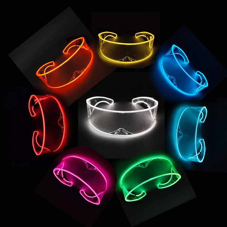EL gafas luminosas de tecnología LED equipo de bungee gafas de luz nocturna de arco semicircular sílaba eléctrica atmósfera props de fiesta