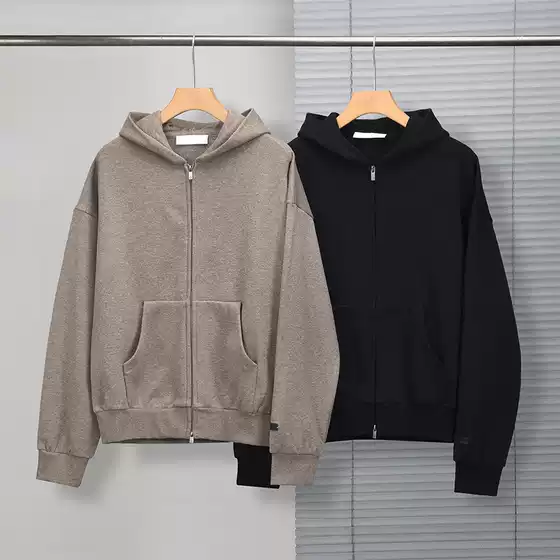 S25 New Essentials American Fog Heavyweight Hooded Zipper Closure Loose Shoulder Couple Jacket Sweatshirt