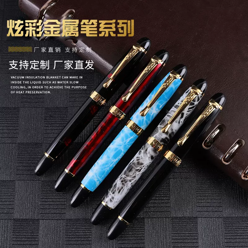 跨境外贸金属圆珠笔依金钢笔书写办公礼品宝珠签字笔LOGO免费刻字