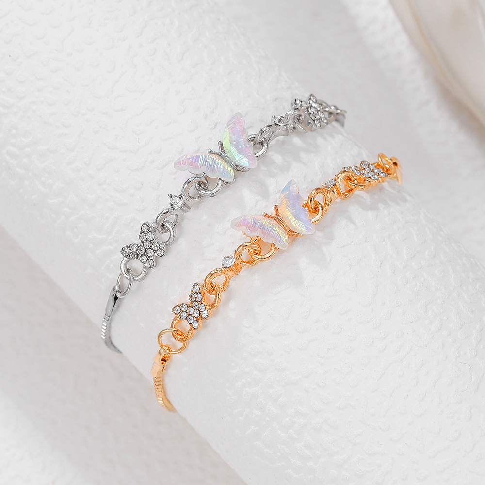 Douyin Live Lucky Four-Leaf Clover Champagne Gold Bracelet for Women, Light Luxury Fashion Imitation Mother-Of-Pearl Resin Adjustable Bracelet